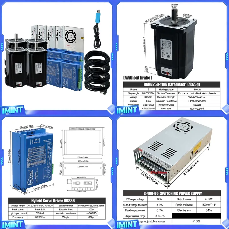 Hybrid Servo Driver Nema 34 8.5Nm - Kit de Motor Paso a Paso