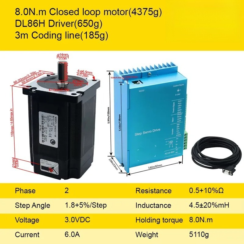 Hybrid Servo Driver Nema 34 8.5Nm - Conjunto de Motor Paso a Paso