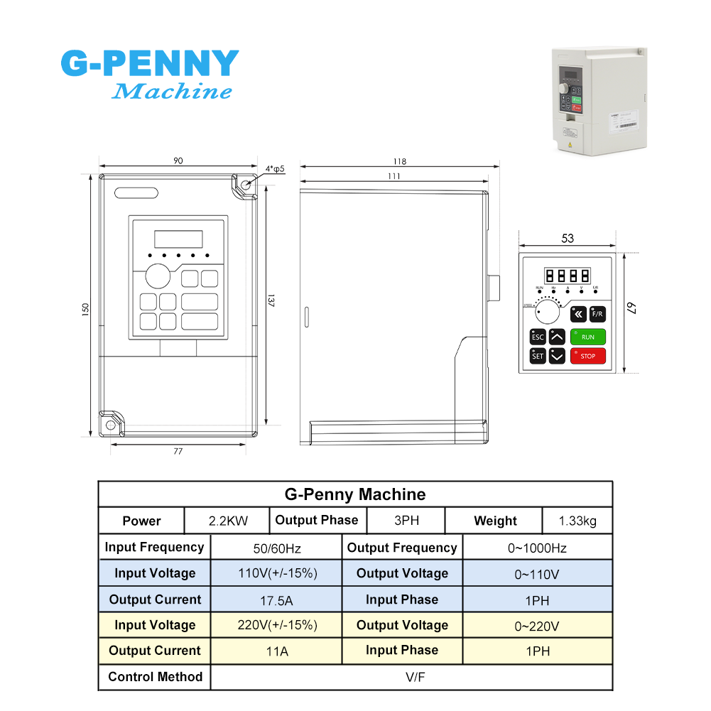 Motor de Husillo CNC G-Penny 2 - 2.2Kw Water Cooled Spindle Kit Vfd reseña y precio